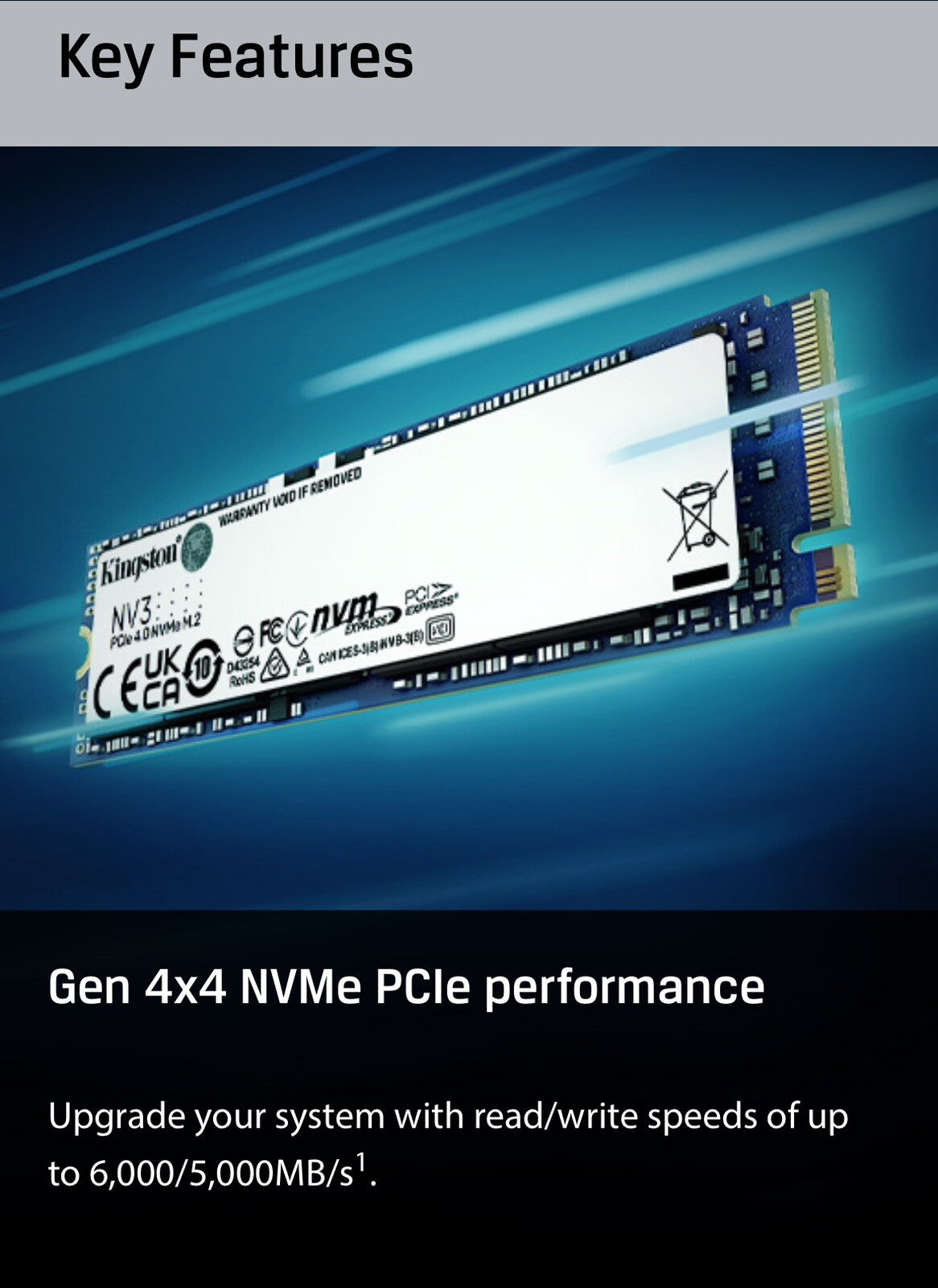 Kingston NV3 1TB M.2 Internal SSD
