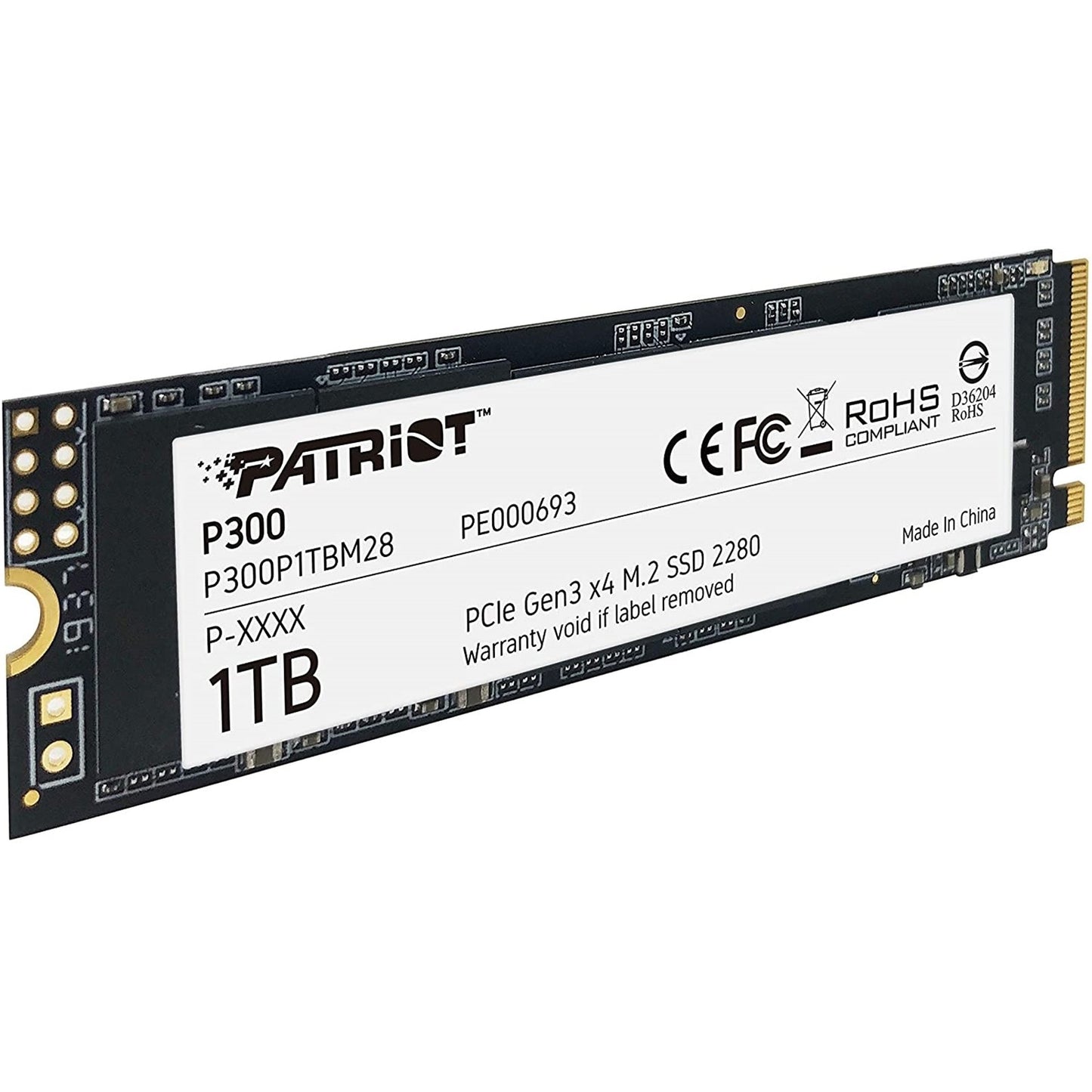 Patriot P300 (P300P1TBM28) 1TB NVMe SSD, M.2 Interface, PCIe Gen3, 2280, Read 21