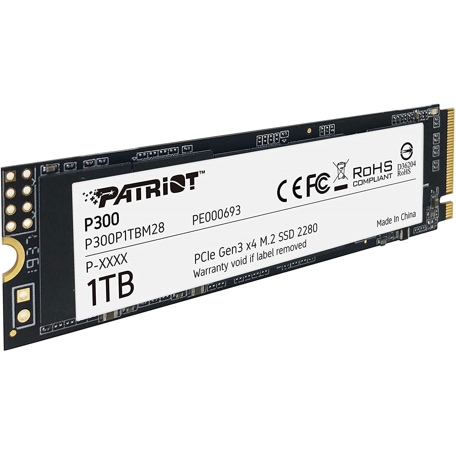 Patriot P300 (P300P1TBM28) 1TB NVMe SSD, M.2 Interface, PCIe Gen3, 2280, Read 21
