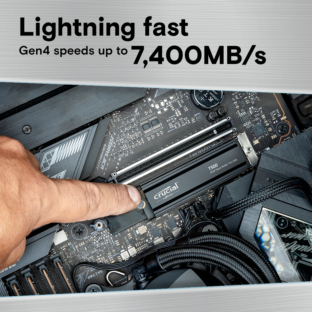 Crucial T500 1TB M.2 NVMe Internal SSD with Heatsink (CT1000T500SSD5)