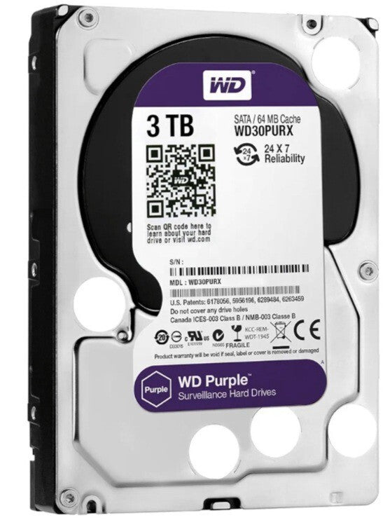 WD Purple WD33PURZ - hard drive - 3 TB - surveillance - SATA 6Gb/s