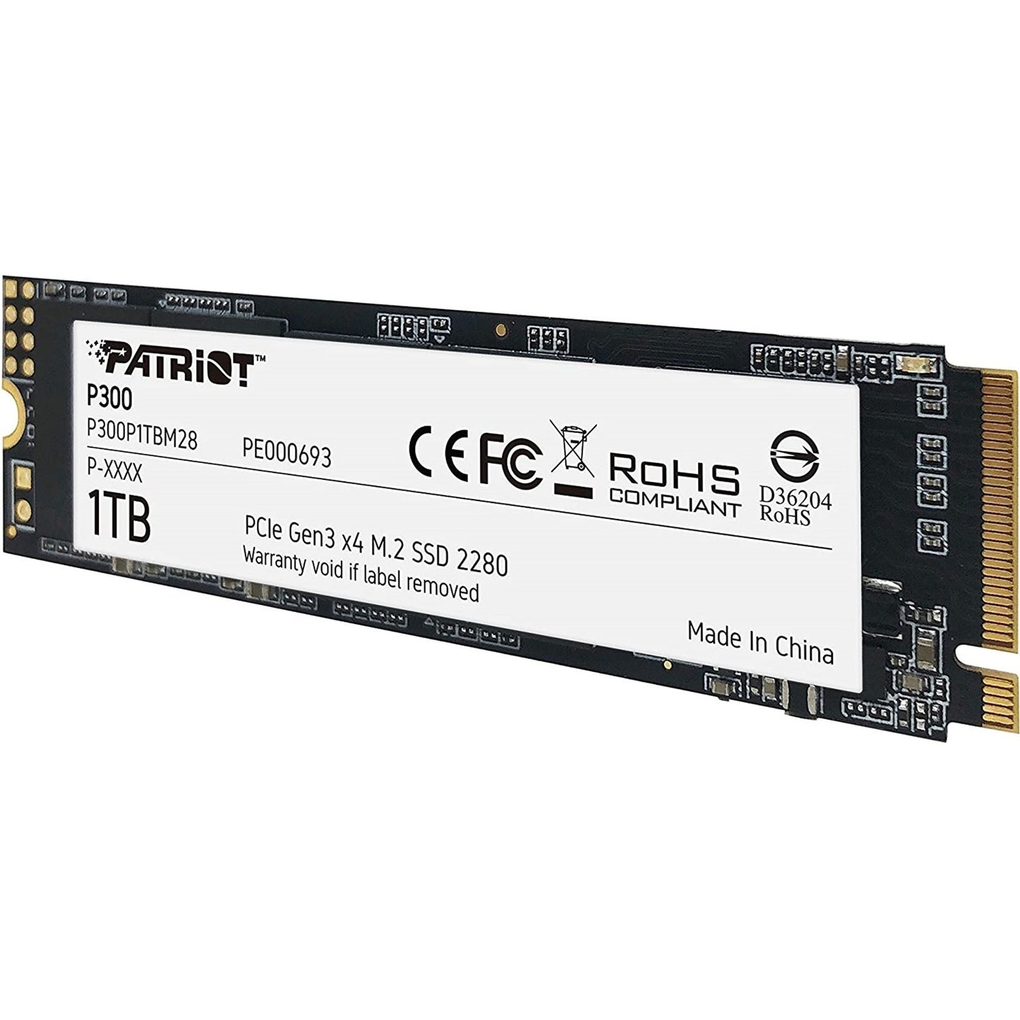 Patriot P300 (P300P1TBM28) 1TB NVMe SSD, M.2 Interface, PCIe Gen3, 2280, Read 21
