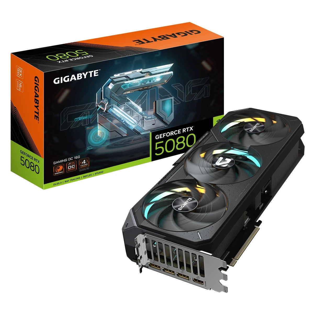 GIGABYTE GeForce RTX 5080 GAMING 16GB OC GDDR7 WINDFORCE 3X Graphics Card PCIe 5