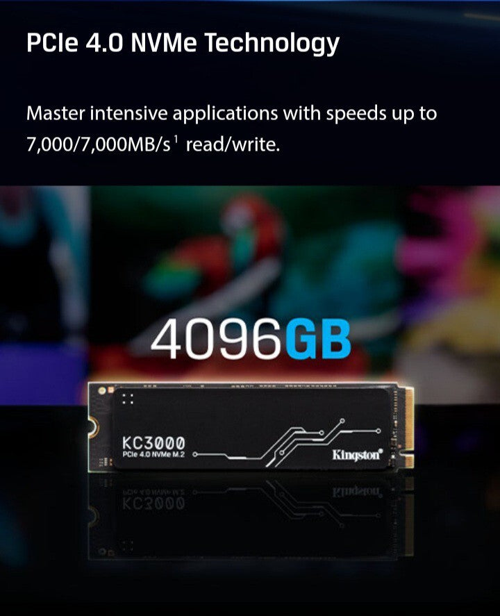Kingston KC3000 M.2-2280 1TB PCI Express 4.0 x4 NVMe Solid State Drive.