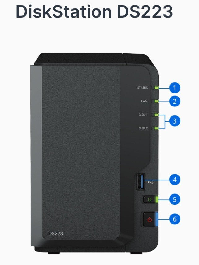 Synology Disk Station DS223 - NAS server - 2 bays - SATA 6Gb/s - RAID 0, 