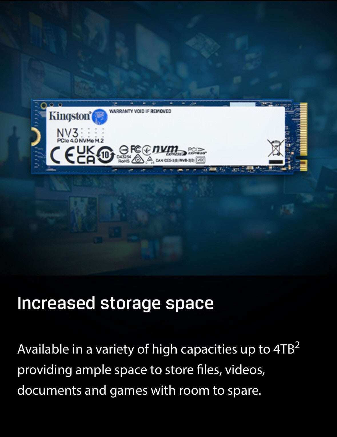 Kingston NV3 - SSD 2TB,1TB,500GB,250 GB - PCIe 4.0 x4 (NVMe)