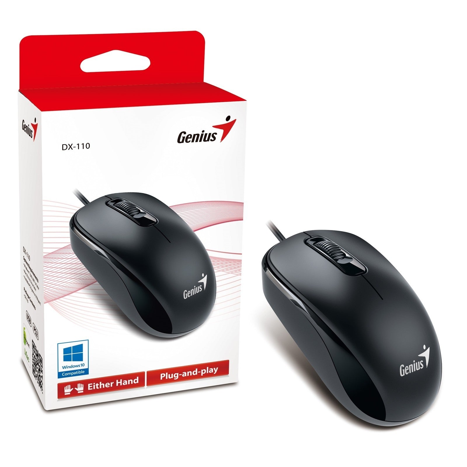 Genius DX-110 Wired USB Optical Mouse 1000 DPI 3-Button Scroll Black PC Mac
