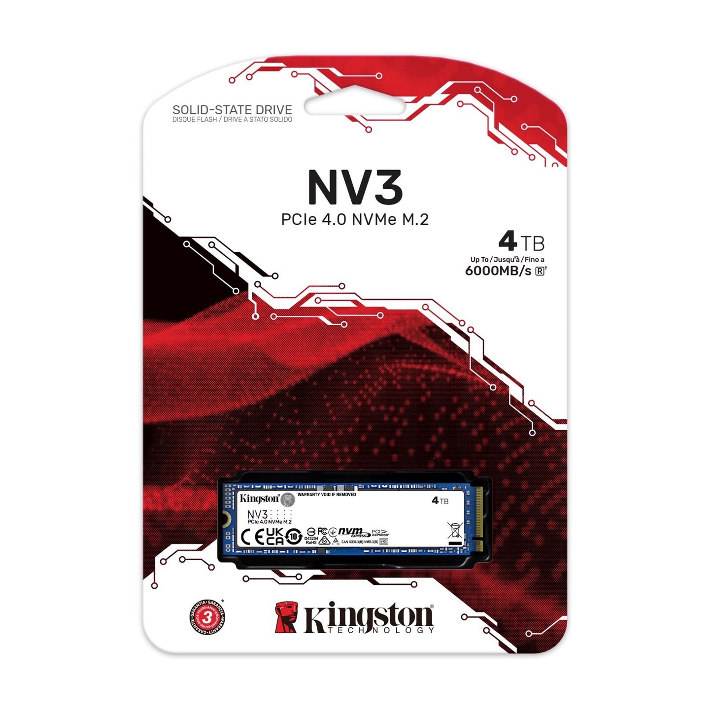 Kingston NV3 - SSD 2TB,1TB,500GB,250 GB - PCIe 4.0 x4 (NVMe)