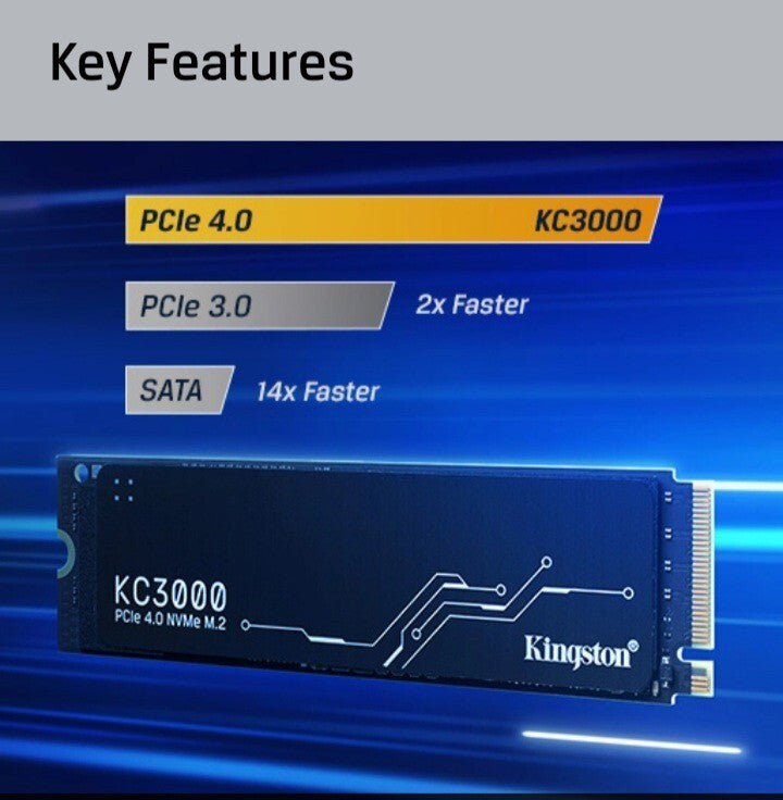 Kingston KC3000 M.2-2280 1TB PCI Express 4.0 x4 NVMe Solid State Drive.