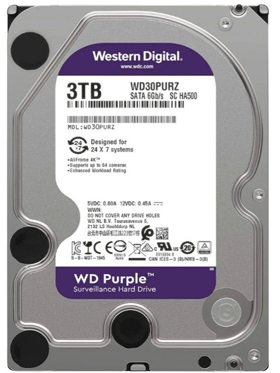 WD Purple WD33PURZ - hard drive - 3 TB - surveillance - SATA 6Gb/s