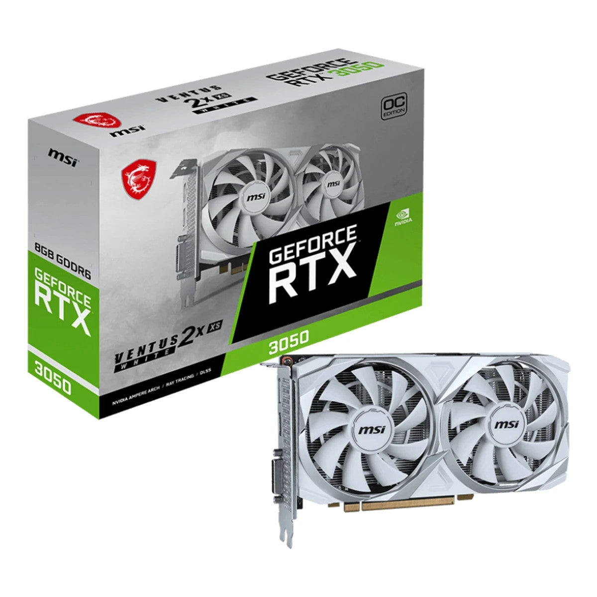 MSI VENTUS RTX 3050 2X XS WHITE 8G OC, GeForce RTX 3050, 8 GB, GDDR6, 128 bit, 7