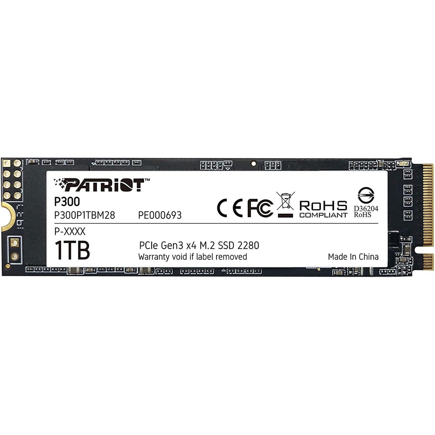 Patriot P300 (P300P1TBM28) 1TB NVMe SSD, M.2 Interface, PCIe Gen3, 2280, Read 21