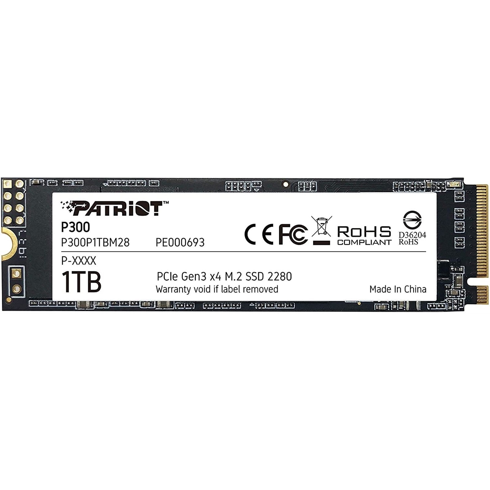 Patriot P300 (P300P1TBM28) 1TB NVMe SSD, M.2 Interface, PCIe Gen3, 2280, Read 21