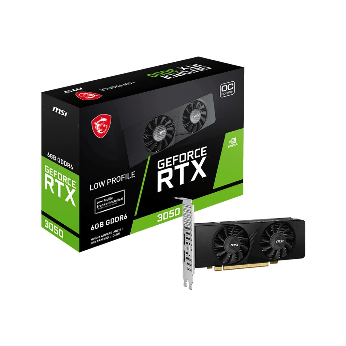 MSI GEFORCE RTX 3050 LP 6G OC, GeForce RTX 3050, 6 GB, GDDR6, 96 bit, 7680 x 432