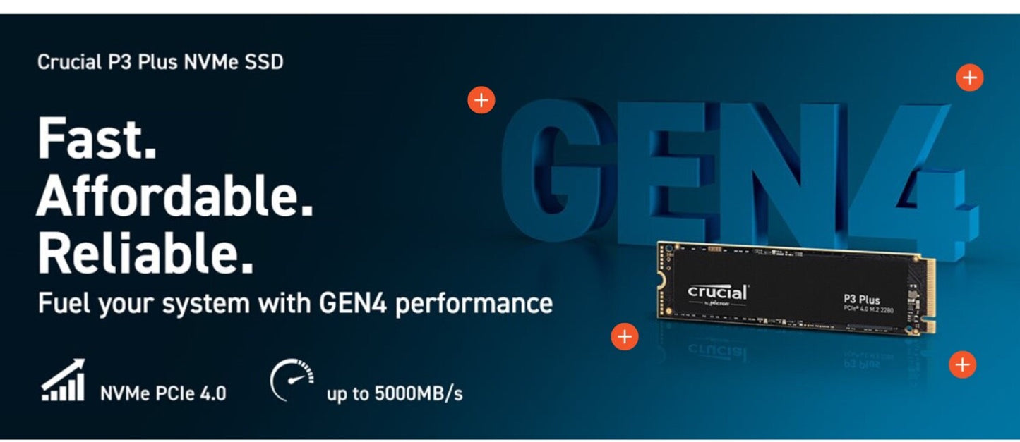 Crucial P3 Plus 1TB NVMe Internal SSD (CT1000P3PSSD8) Brand New Sealed