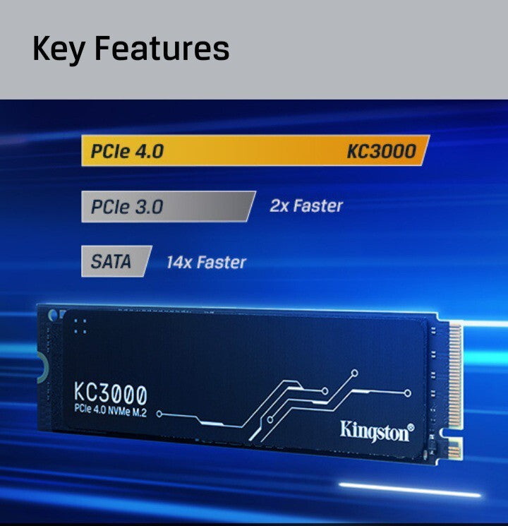 Kingston KC3000  M2 NVMe SSD -2048G, 1024 GB, 512 GB  - PCIe 4.0 