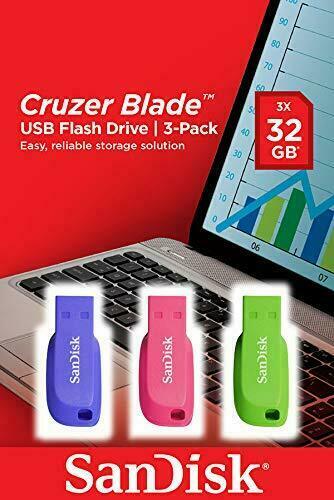 SanDisk Cruzer Blade 32GB USB 2.0 Flash Drive Pack of 3 - SDCZ50C032GB46T